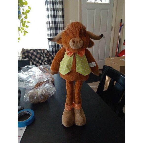Highland Cow Plush Standing Boy Farmhouse Country Decor - Picture 1 of 3